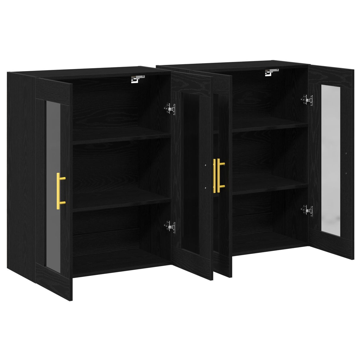 Wall Mounted Cabinets 2 Pcs Black Oak 69,5X34X90 Cm Engineered Wood