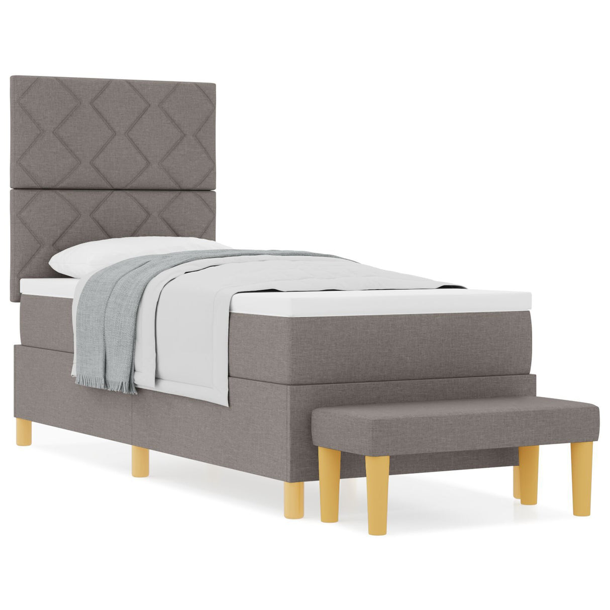 Box Spring Bed With Mattress & Bench Taupe 80X200 Cm Fabric