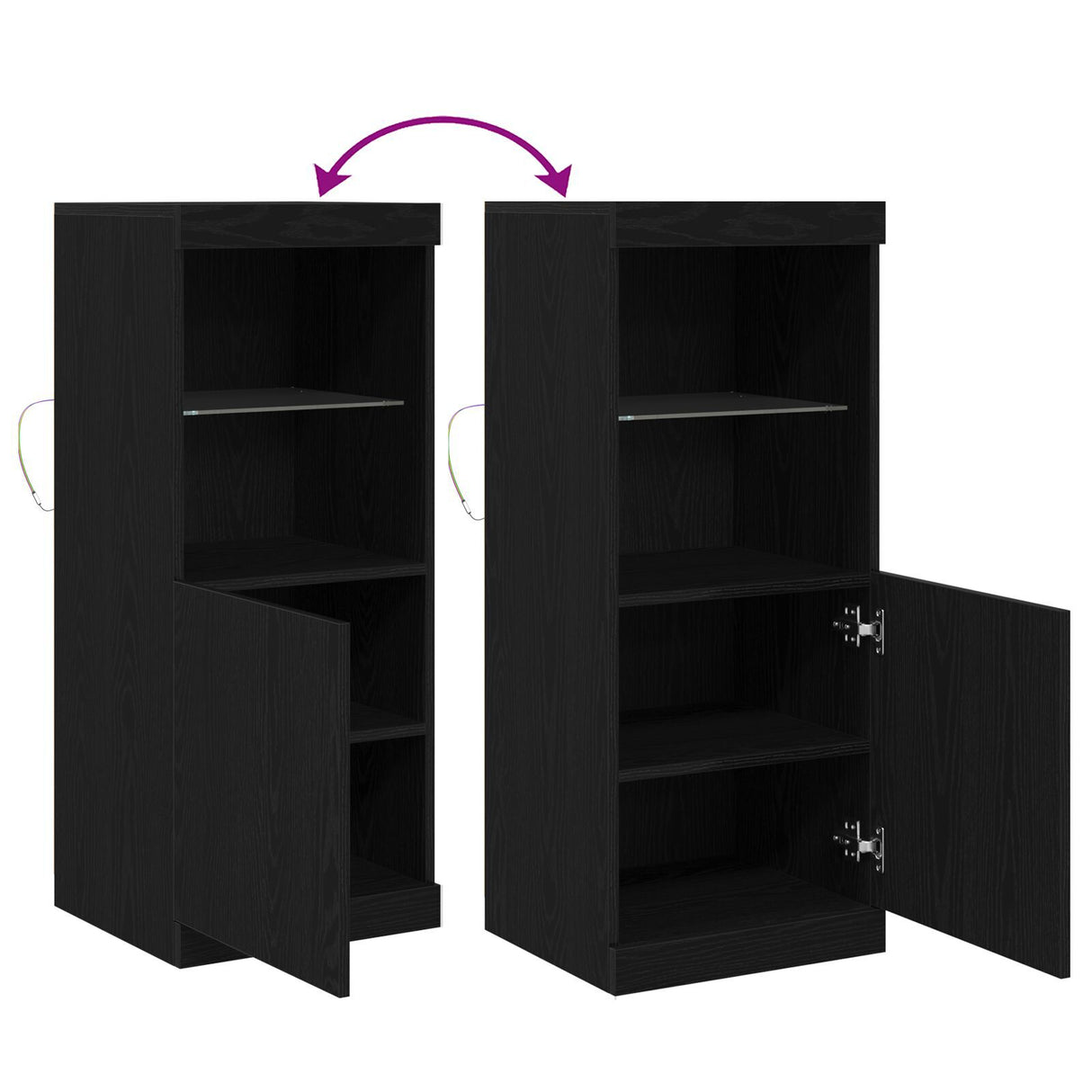 Sideboard With Led Lights Black Oak 41X37X100 Cm