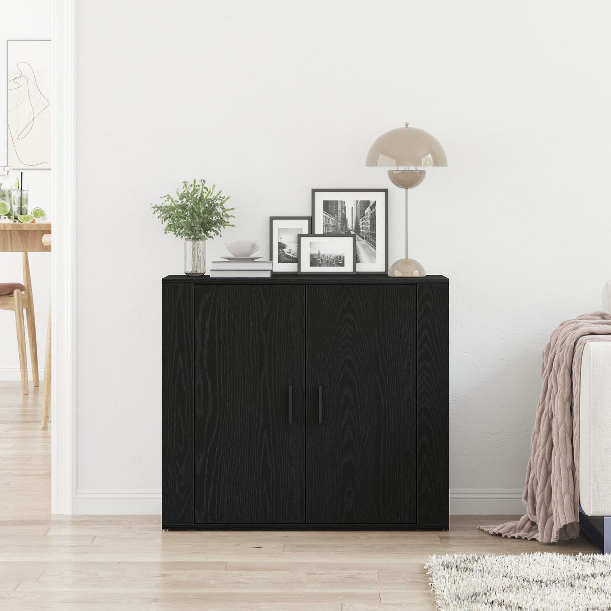 Sideboard Black Oak 80X33X70 Cm Engineered Wood