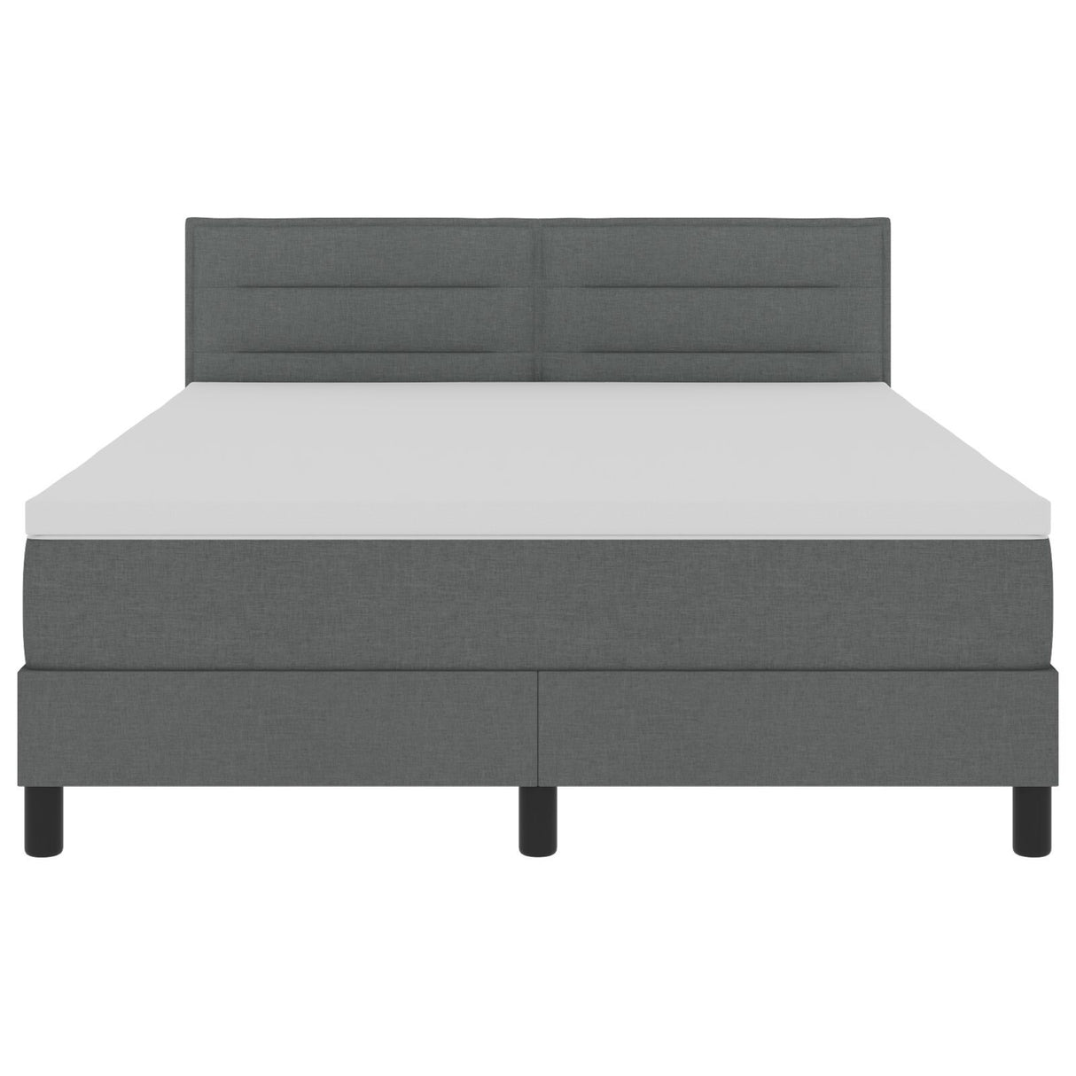 Box Spring Bed With Mattress & Led Dark Grey 140X190 Cm Fabric