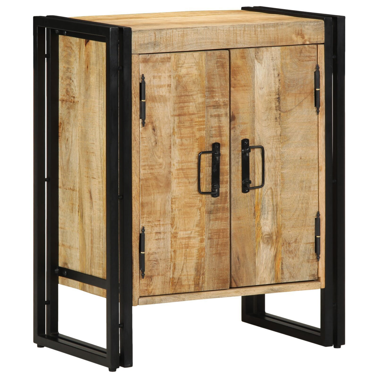 Shoe Cabinet Black 30X30X40 Cm Solid Mango Wood And Steel