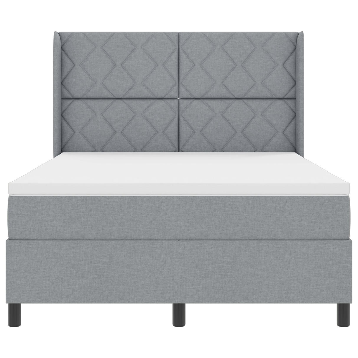 Box Spring Bed With Mattress & Led Light Grey 160X200 Cm Fabric