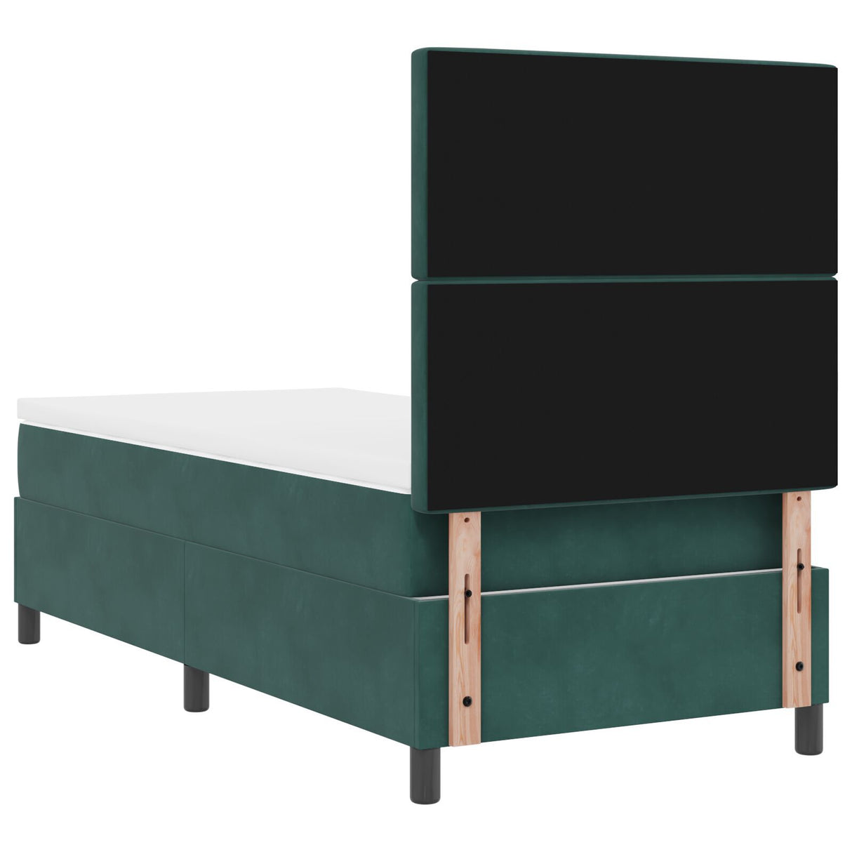 Box Spring Bed With Mattress & Led Dark Green 90X190 Cm Velvet