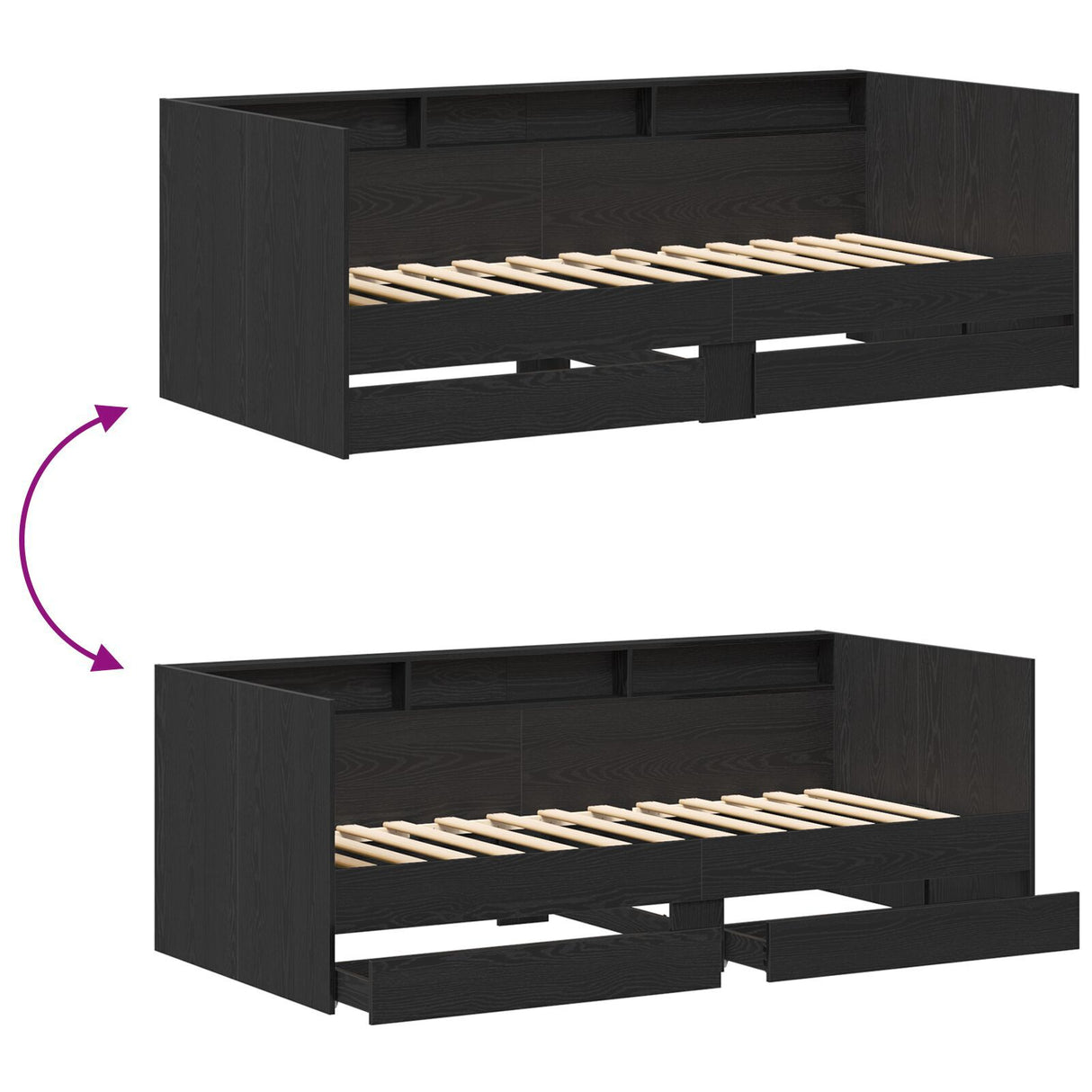 Day Bed With Drawers Concrete Grey 90X200 Cm Engineered Wood