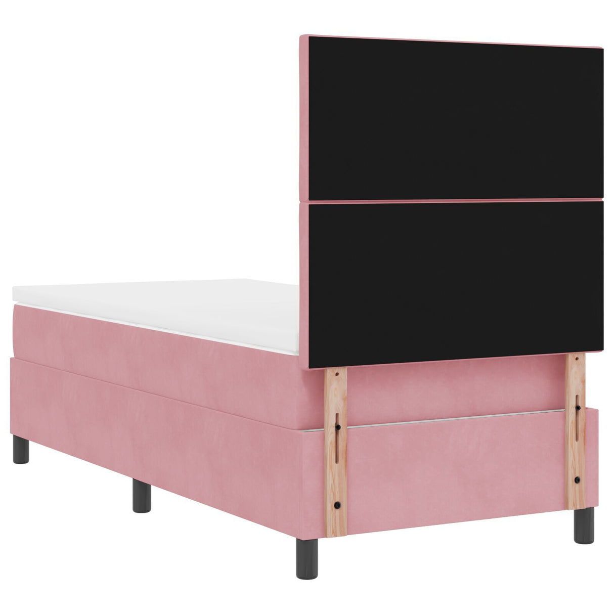 Box Spring Bed With Mattress & Led Pink 90X190 Cm Velvet