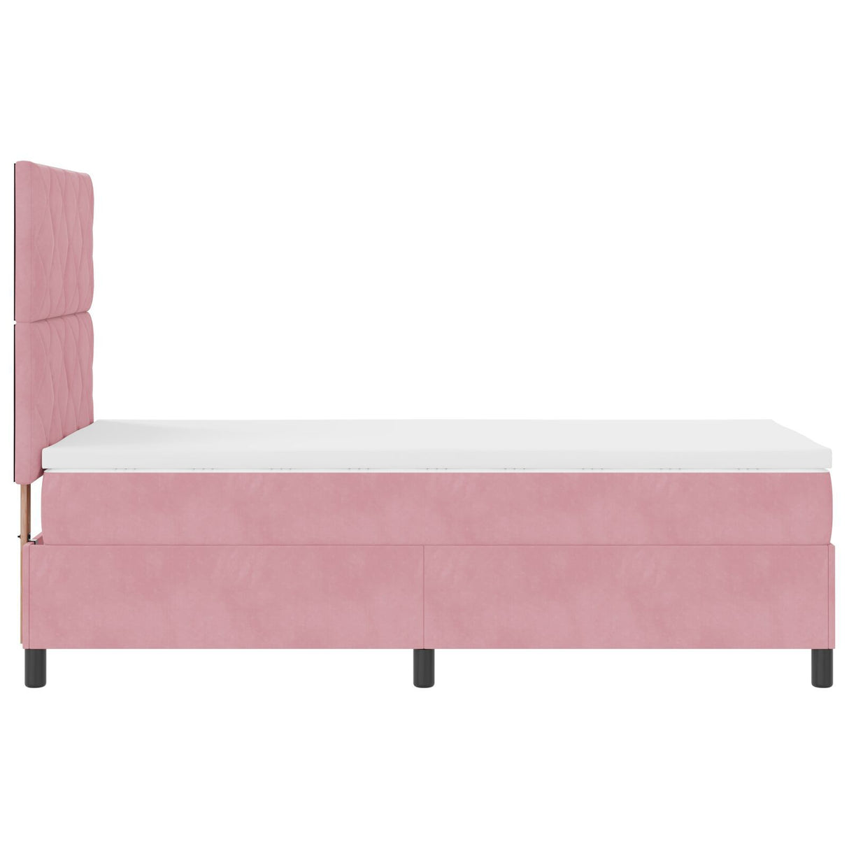 Box Spring Bed With Mattress & Led Pink 90X190 Cm Velvet