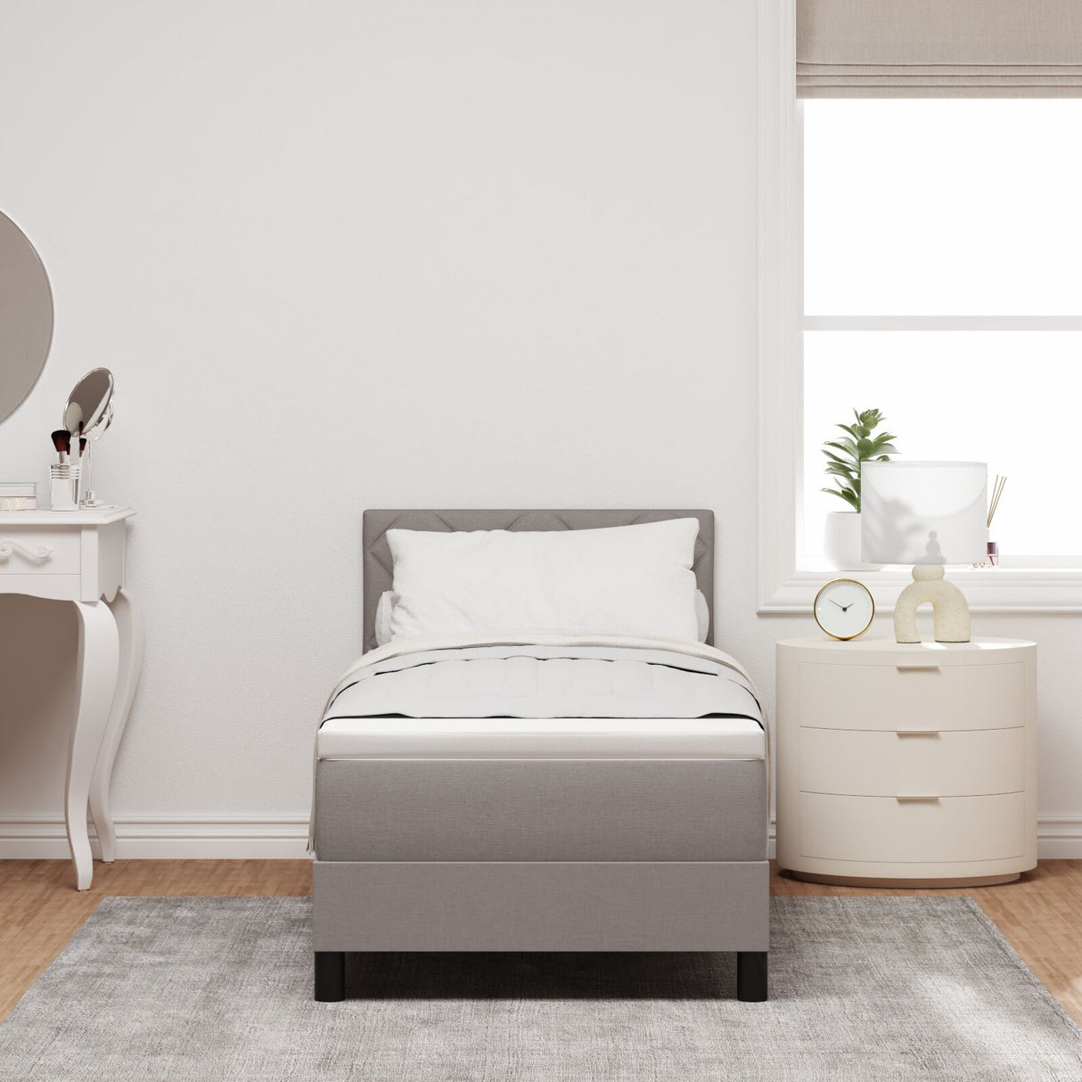 Box Spring Bed With Mattress Taupe 80X200 Cm Fabric