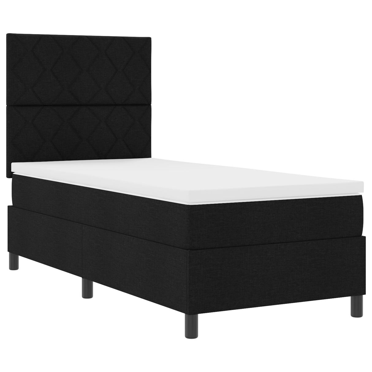 Box Spring Bed With Mattress & Led Black 90X190 Cm Fabric
