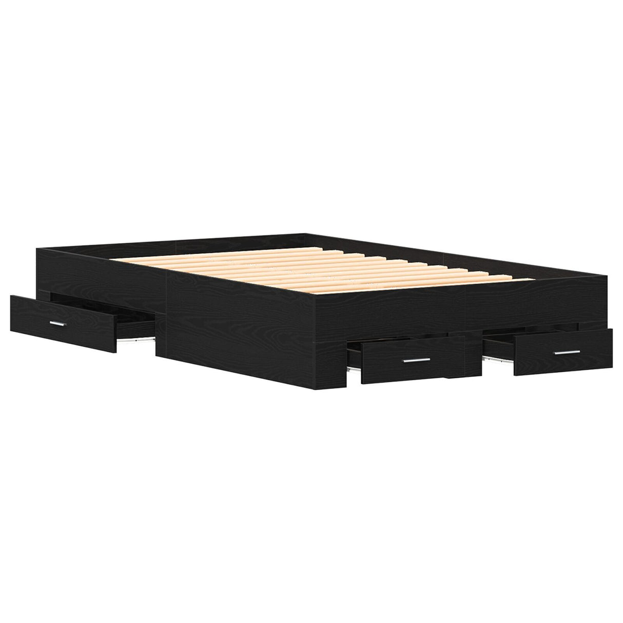 Bed Frame With Drawers Black Oak 120X200 Cm Engineered Wood