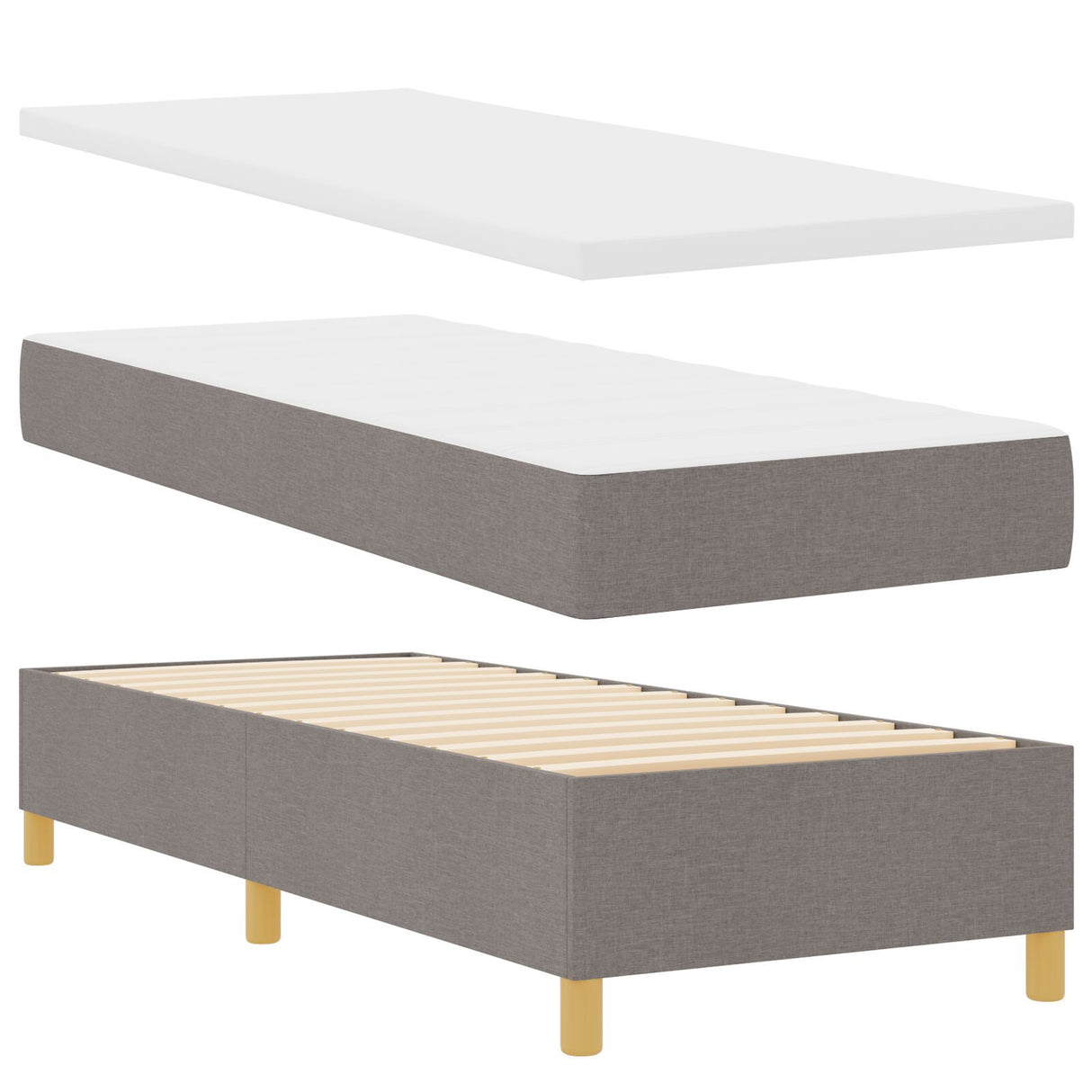 Box Spring Bed With Mattress & Bench Taupe 80X200 Cm Fabric