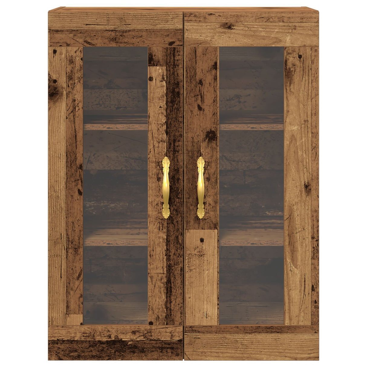 Wall-Mounted Cabinet With Glass Doors Old Wood 69,5X34X90 Cm