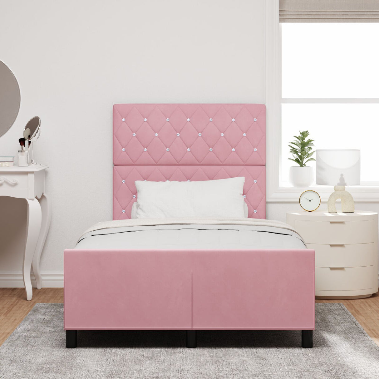 Bed Frame Pink 120X200 Cm Velvet