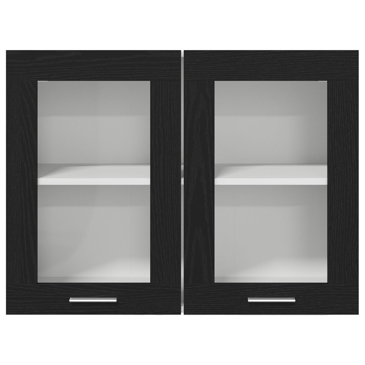 Black Oak Hanging Glass Cabinet 80X31X60 Cm Made From Engineered Wood