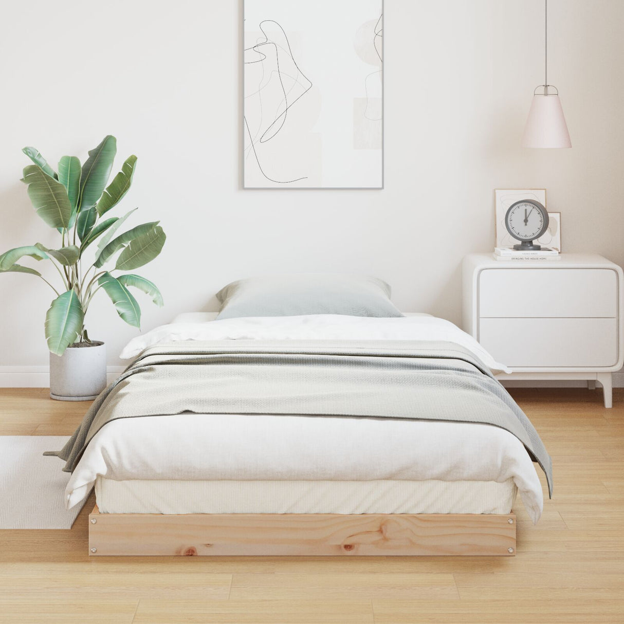 Floor Bed Frame 100X210 Cm Solid Wood Pine