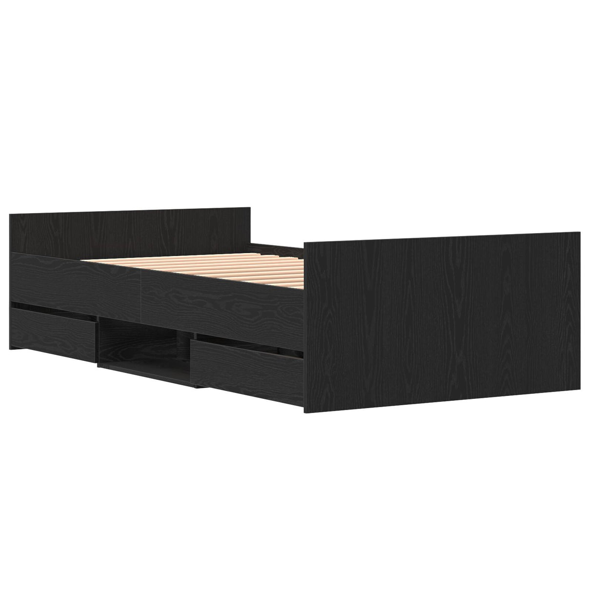 Bed Frame Without Mattress Black Oak 90X190 Cm Engineered Wood