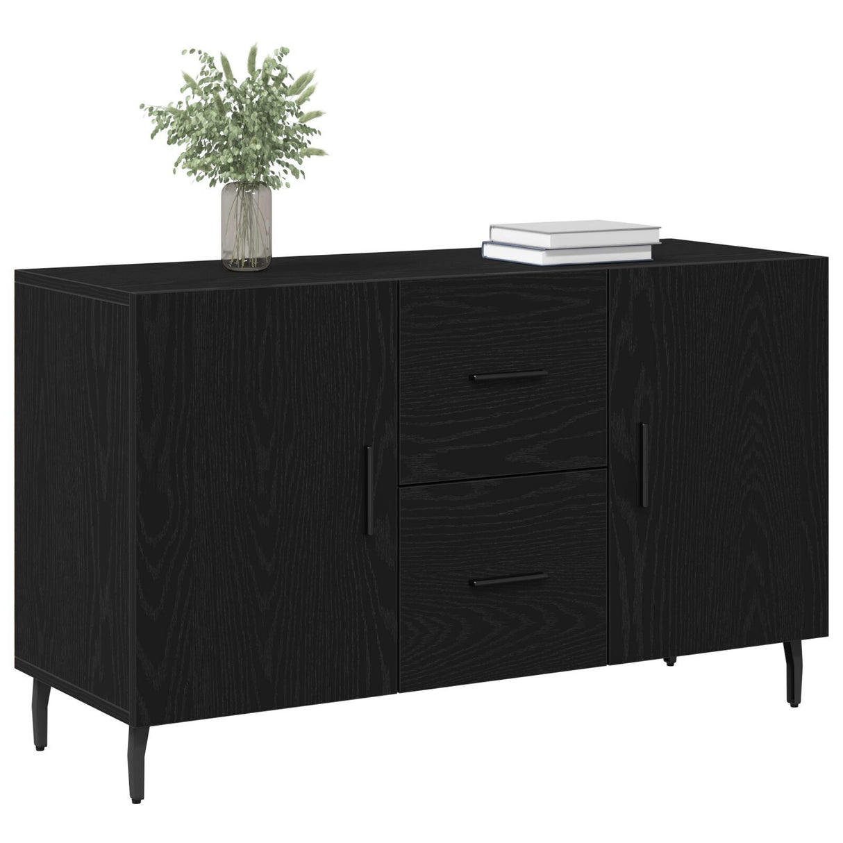 Black Oak Sideboard 100X36X60 Cm Made From Engineered Wood