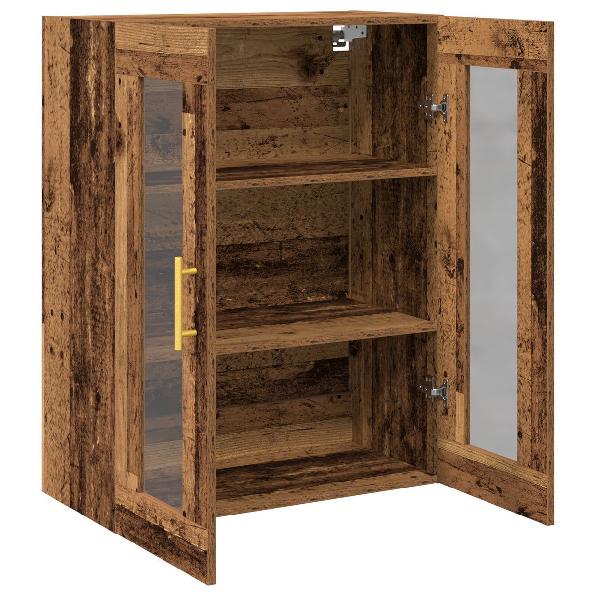 Wall-Mounted Cabinet With Glass Doors Old Wood 69,5X34X90 Cm