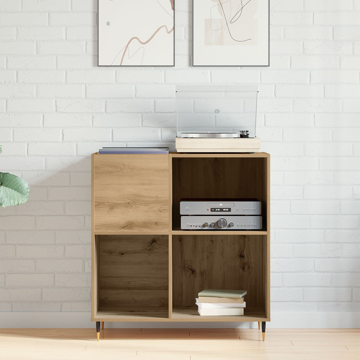 Record Cabinet Old Wood 84,5X38X89 Cm Engineered Wood