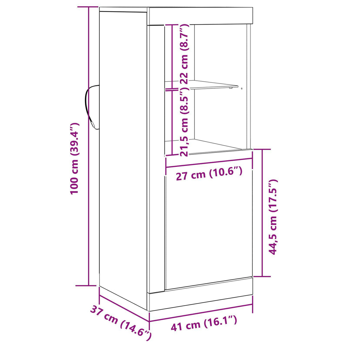 Sideboard With Led Lights Artisan Oak 41X37X100 Cm