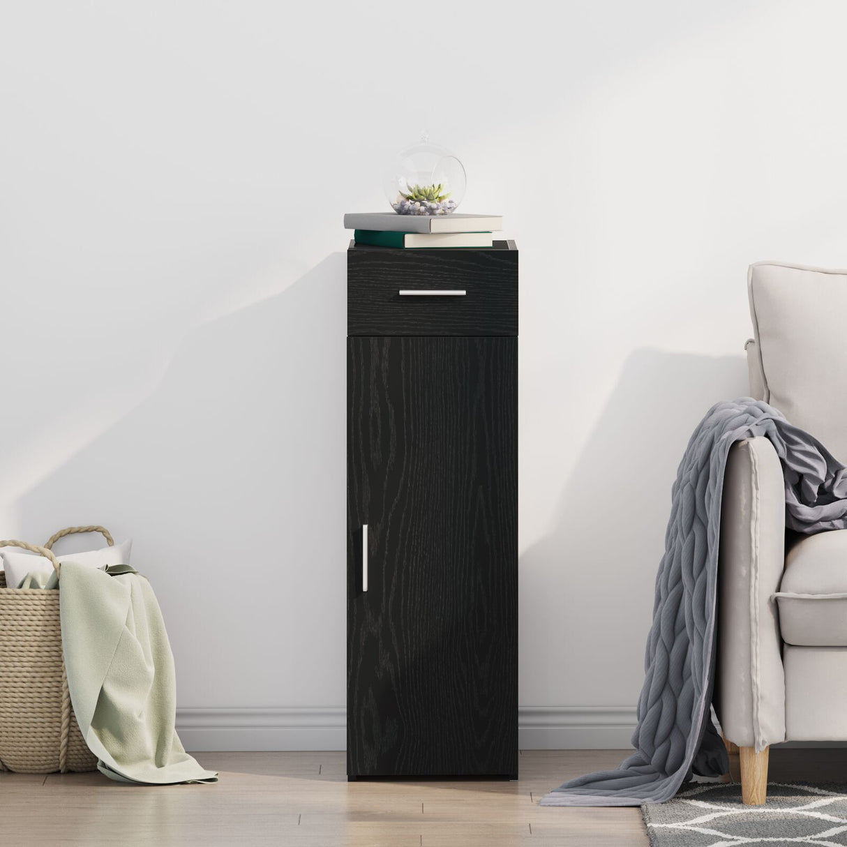 Sideboard Black Oak 30X42,5X93 Cm Engineered Wood