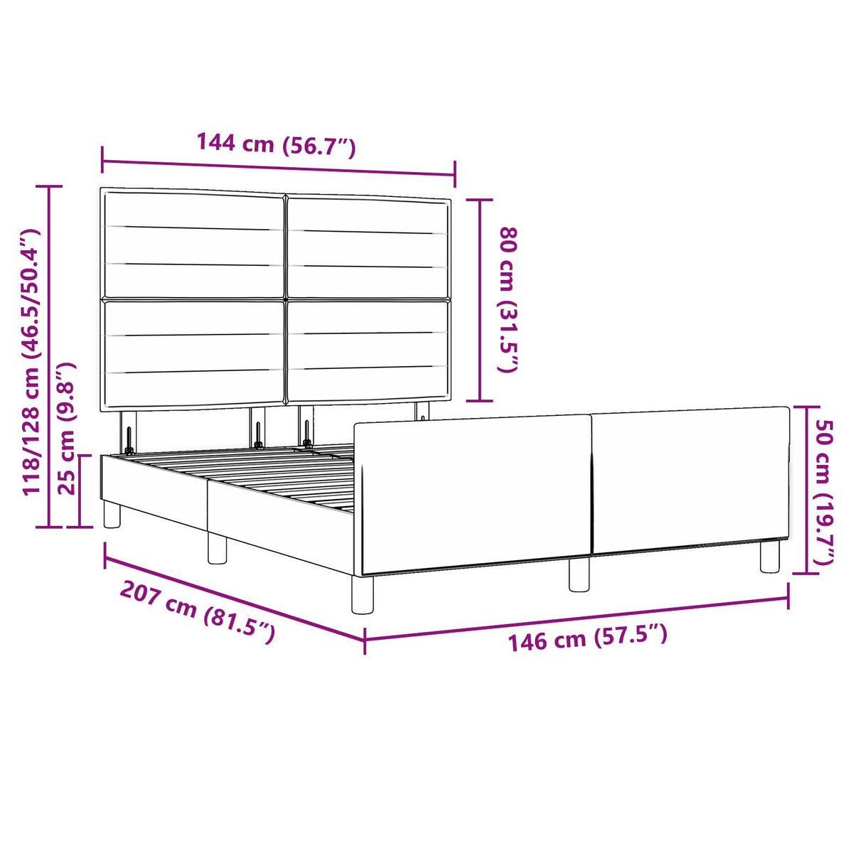Bed Frame In Taupe, 160X200 Cm Fabric