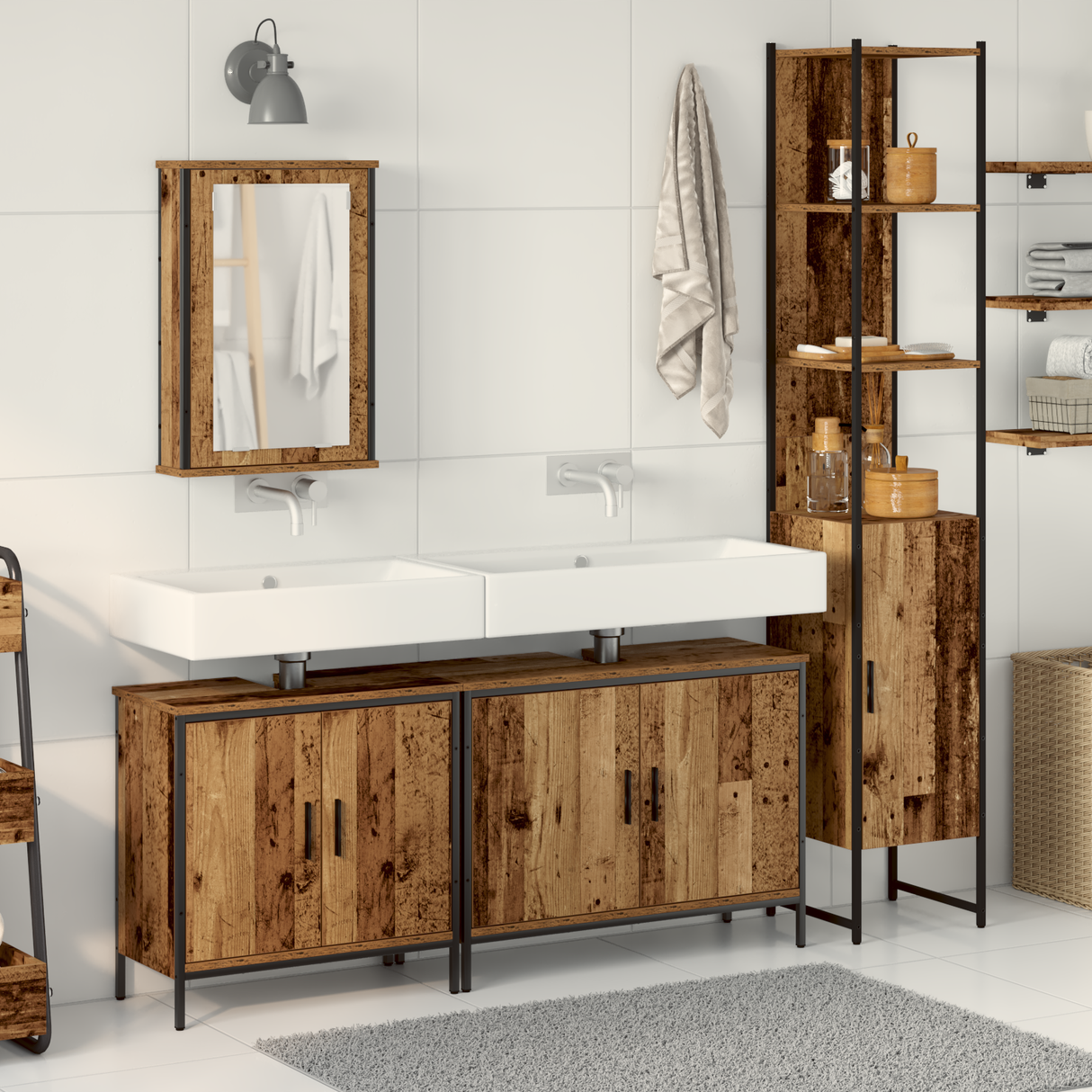 4 Piece Bathroom Furniture Set Engineered Wood