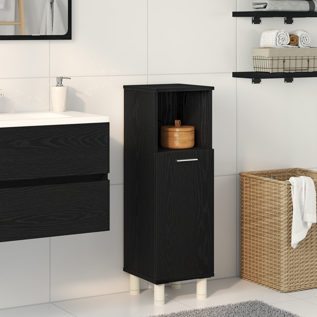 Bathroom Cabinet Black Oak Engineered Wood With Black Oak Finish