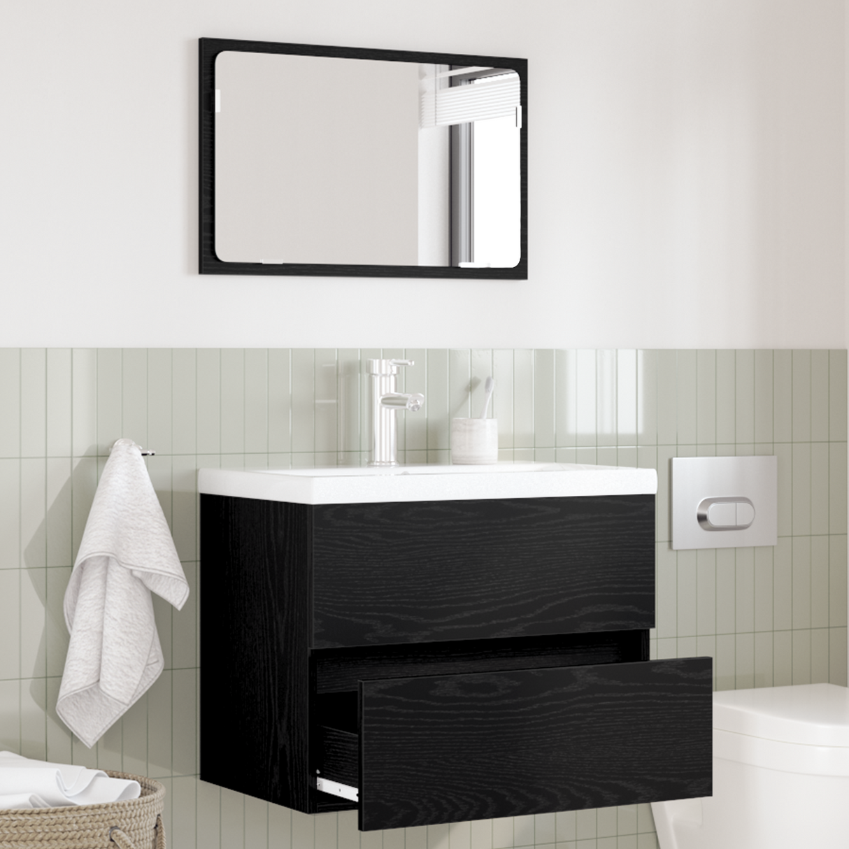 2 Piece Bathroom Furniture Set Engineered Wood