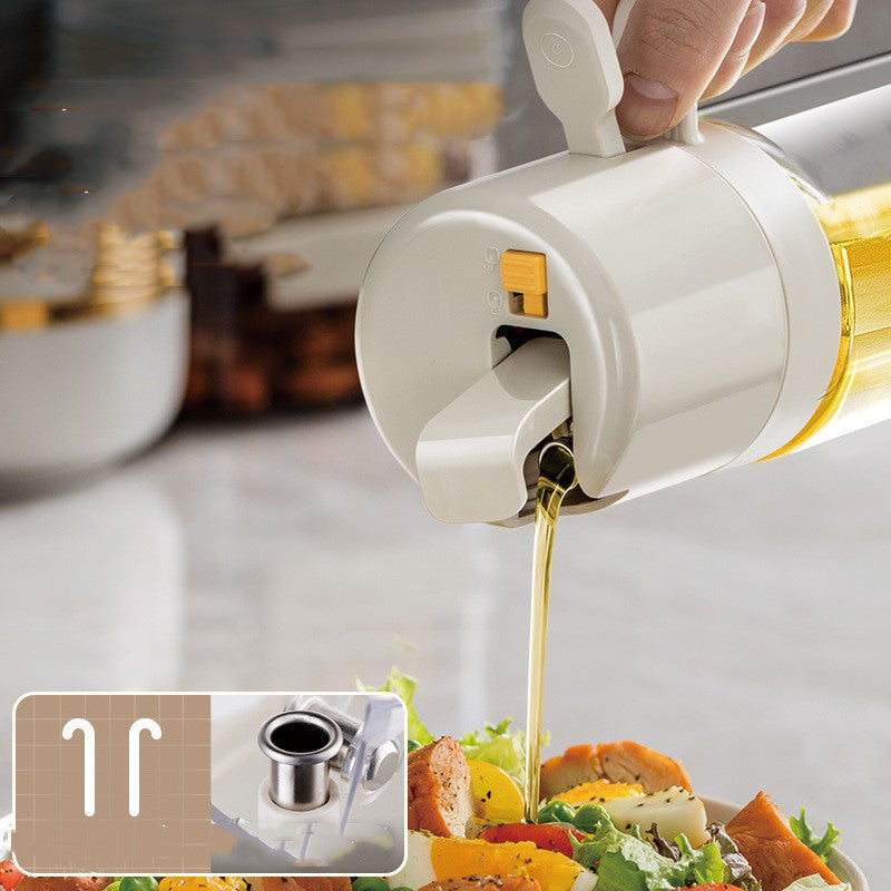 Kitchen Automatic Opening and Closing Oil Glass Bottle with Self-Contained Brush for Cooking & BBQ