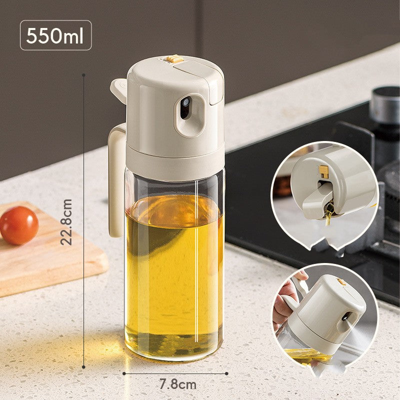 Kitchen Automatic Opening and Closing Oil Glass Bottle with Self-Contained Brush for Cooking & BBQ