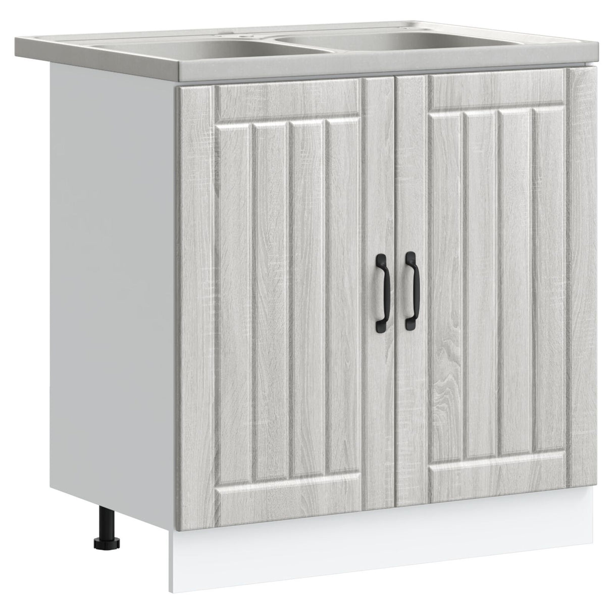 Lucca Kitchen Cabinet With Double Basins - Grey Sonoma Engineered Wood