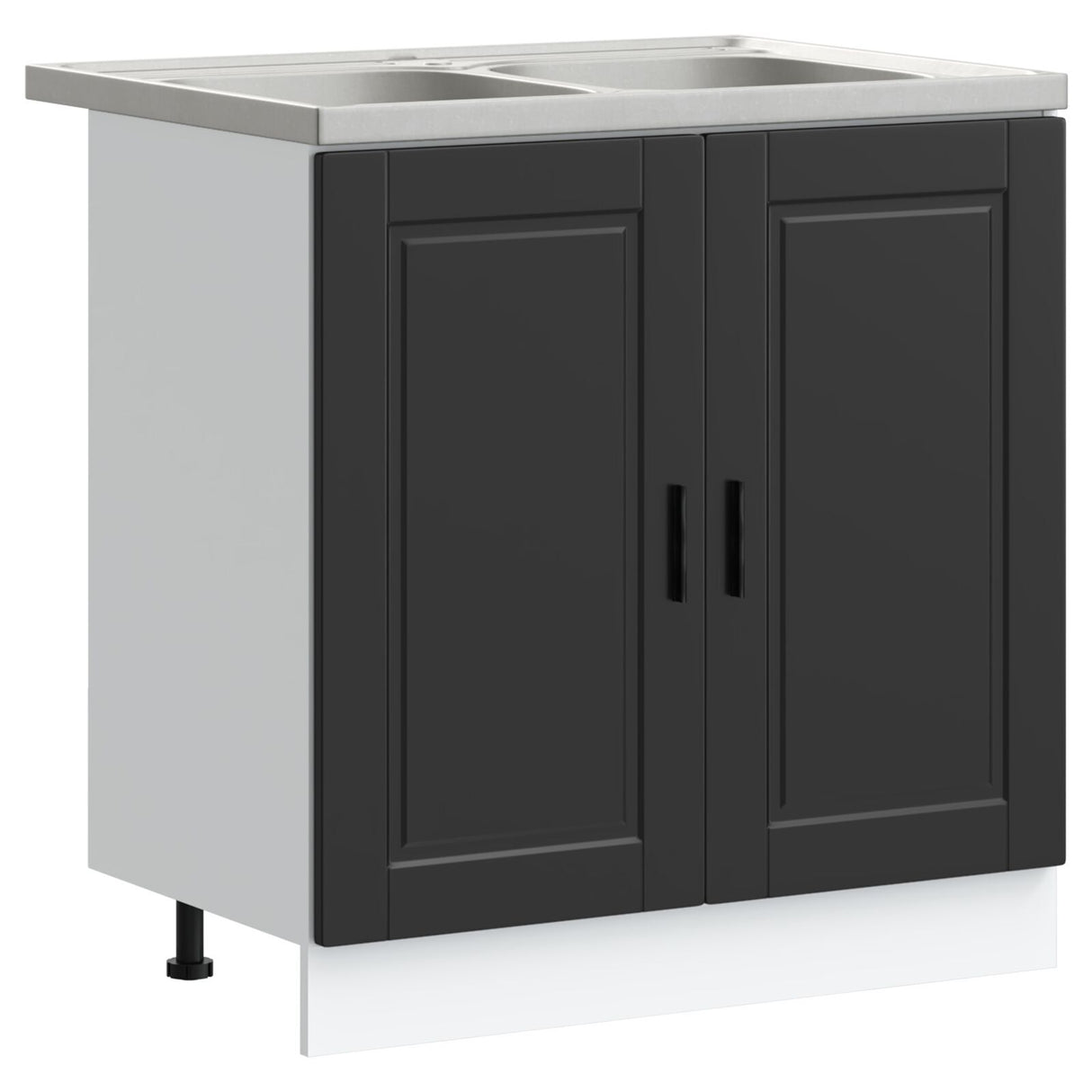 Porto Sink Base Cabinet With Sink - Black - 80X46X84.5 Cm - Made Of Engineered Wood