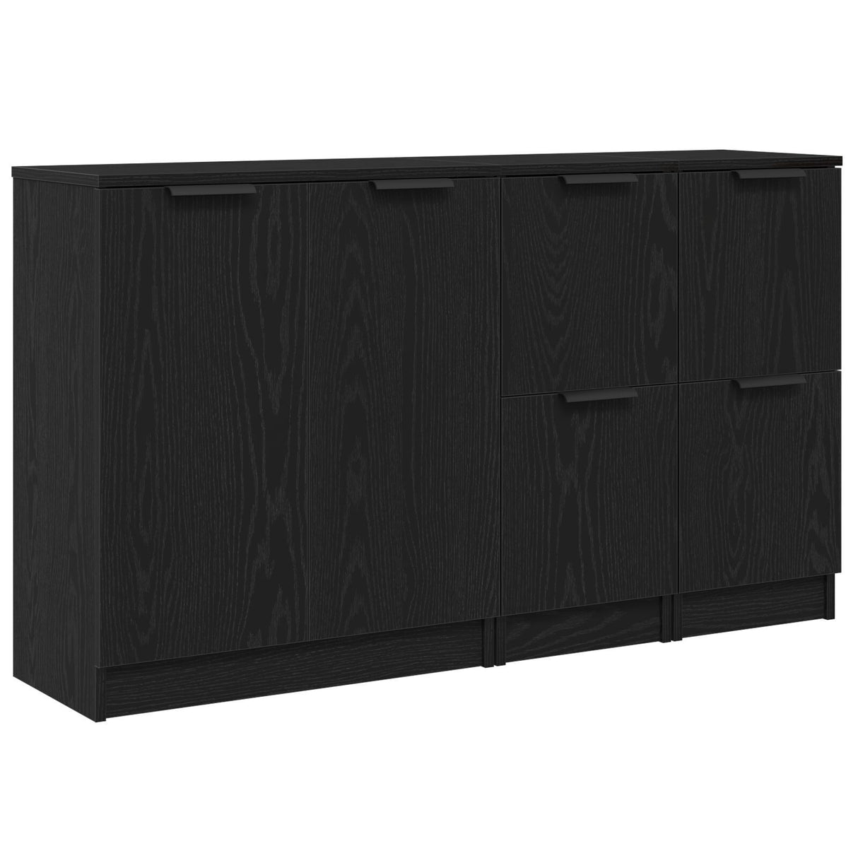 Sideboards 3 Pcs Black Oak Engineered Wood