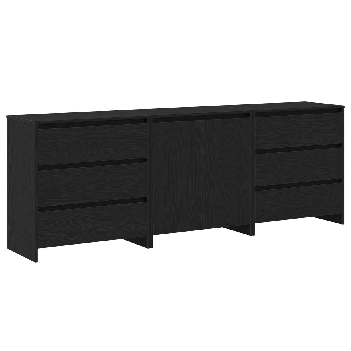 3-Piece Sideboards In Black Oak Engineered Wood