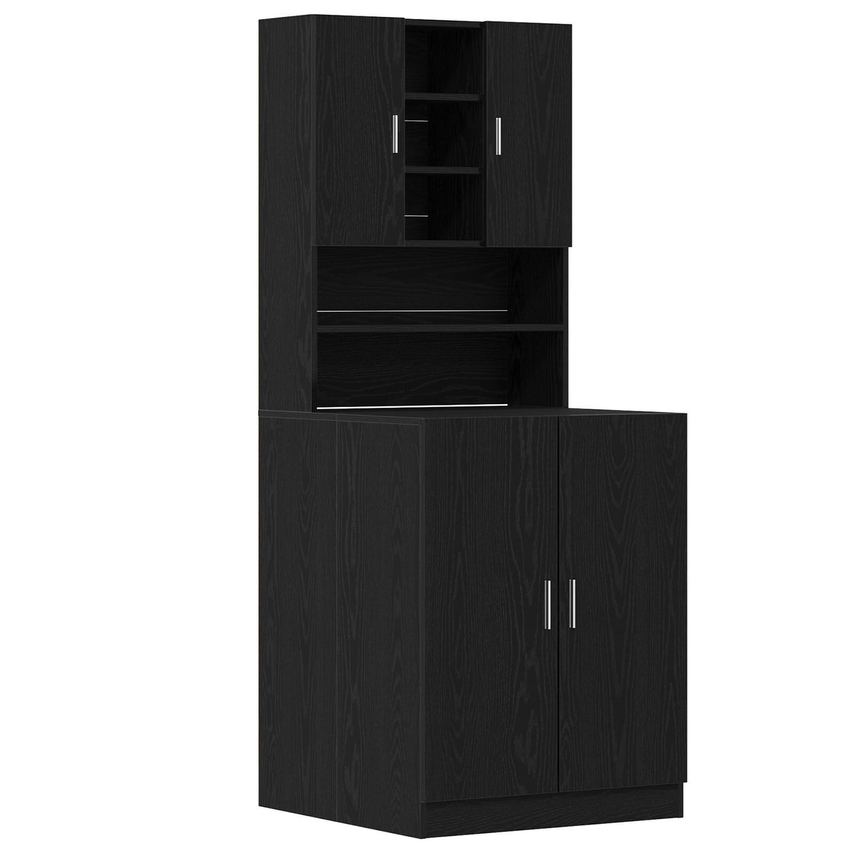 Washing Machine Cabinets 2 Pcs Black Oak 70.5X71.5X181.5 Cm Engineered Wood, Washing Machine Cabinet - Black Oak - 70.5X71.5X91.5 Cm - Made Of Engineered Wood