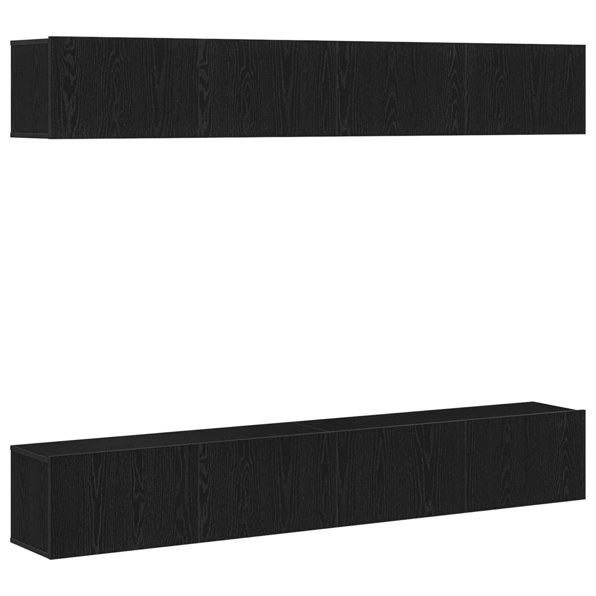 4-Piece Tv Cabinet Set - Wall-Mounted Black Oak Engineered Wood