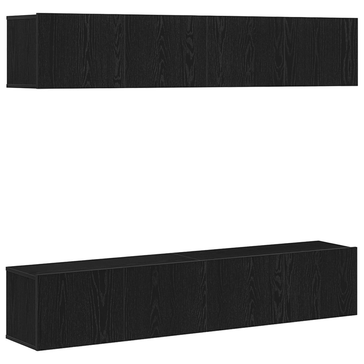 4-Piece Wall-Mounted Tv Cabinet Set In Black Oak Engineered Wood