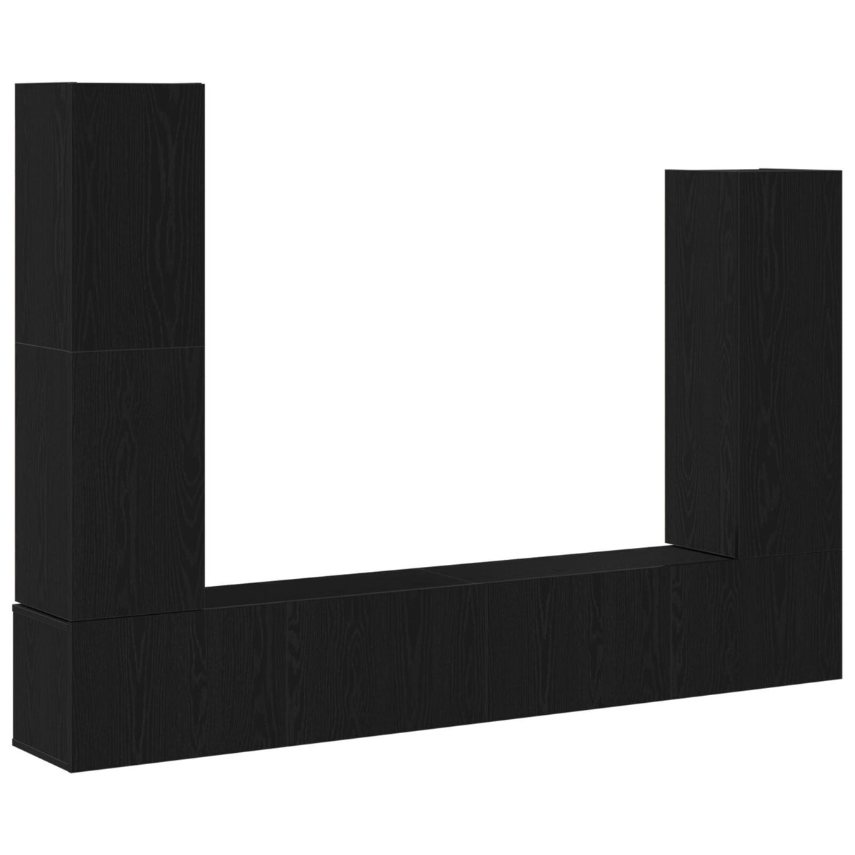 4 Piece Tv Cabinet Set Wall-Mounted Black Oak Engineered Wood