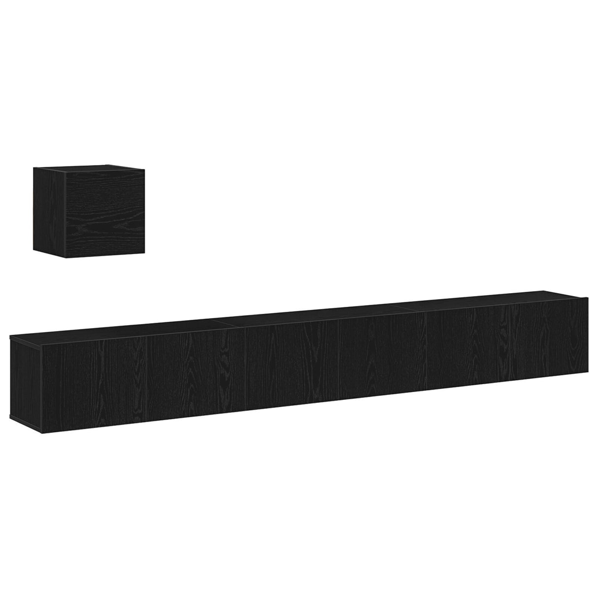 4 Piece Tv Cabinet Set Black Oak Engineered Wood