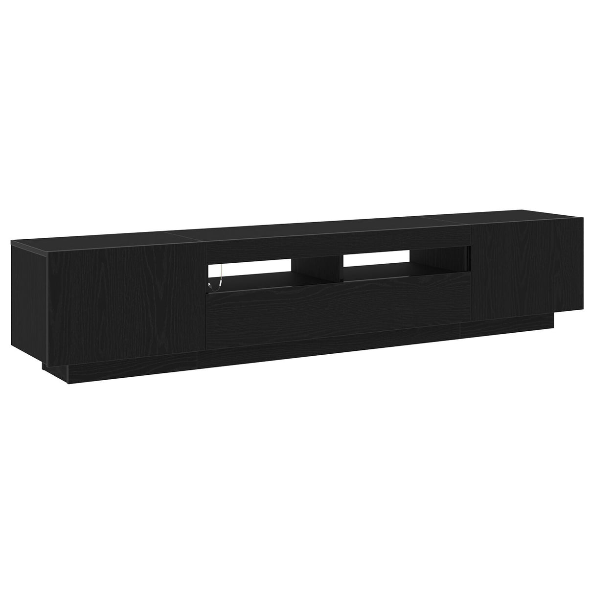 Tv Cabinet With Led Lights - Black Oak - 200 X 35 X 40 Cm - Engineered Wood