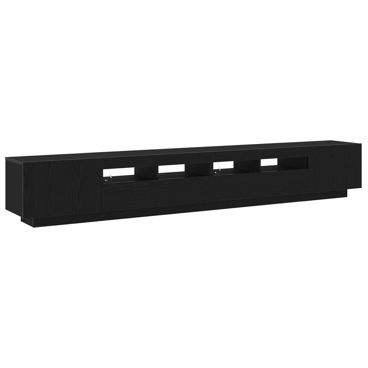 Tv Stand With Led Lights - Black Oak, 260X35X40 Cm, Made Of Engineered Wood