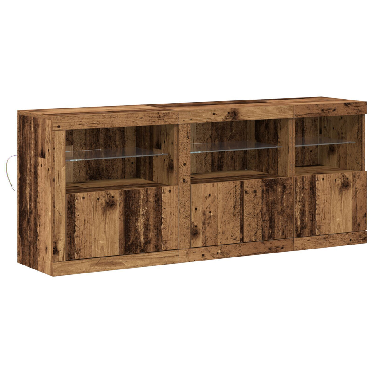 Sideboard With Led Lights Old Wood 162X37X67 Cm Engineered Wood