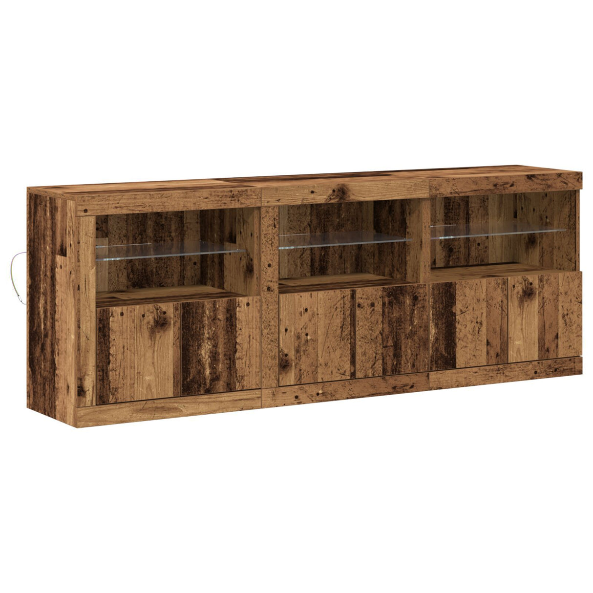 Sideboard With Led Lights Old Wood 181.5X37X67 Cm Engineered Wood