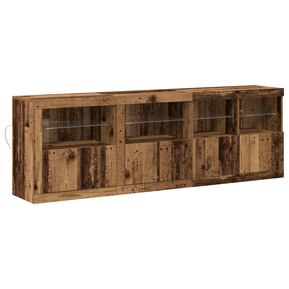 Sideboard With Led Lights Old Wood 202X37X67 Cm Engineered Wood