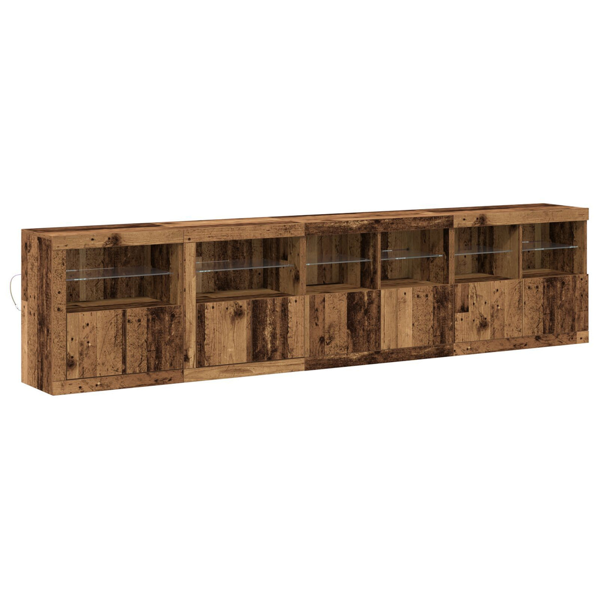 Sideboard With Led Lights Old Wood 283X37X67 Cm Engineered Wood