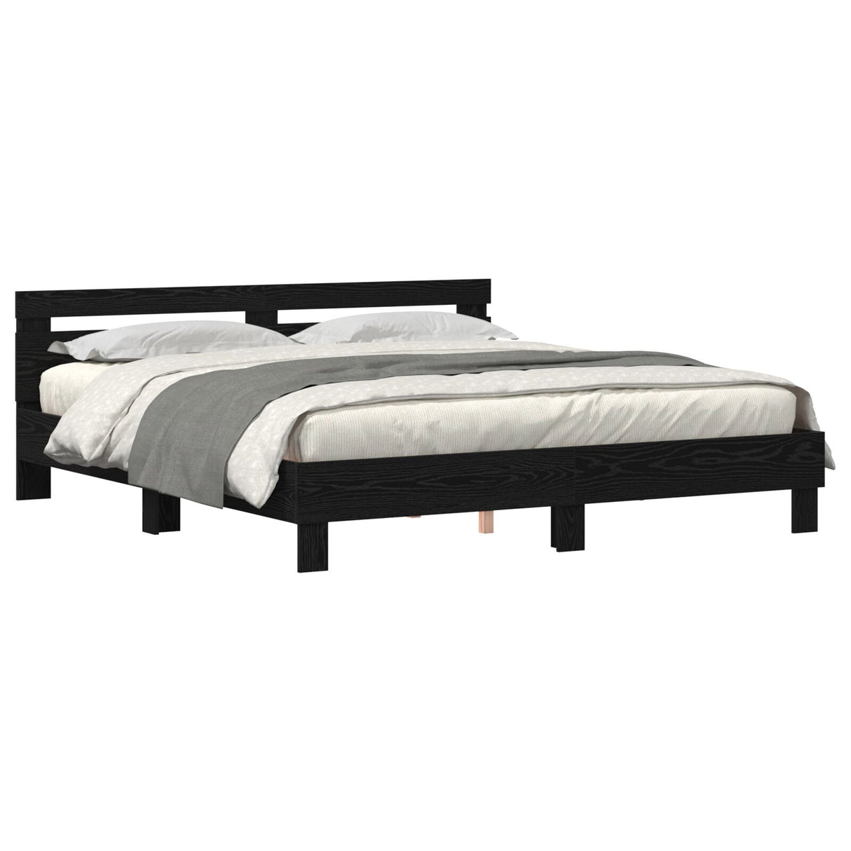 Oak Bed Frame Black Oak Solid Oak Wood 180 X 200 Cm Sturdy