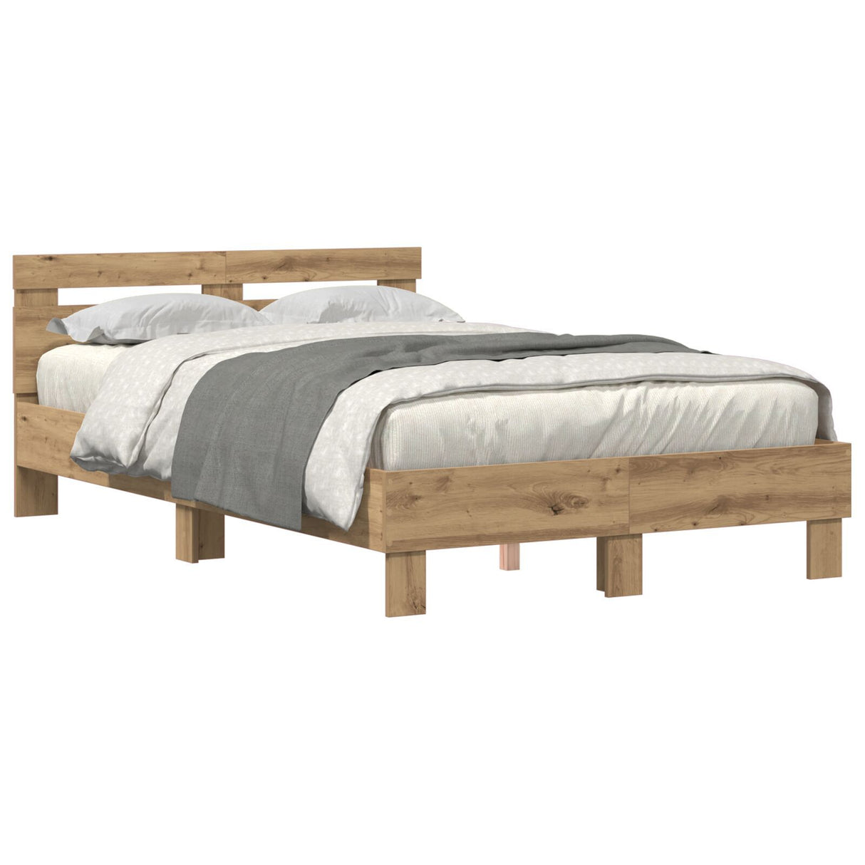 Wood Bed Frame Artisan Oak Solid Oak Wood 120 X 200 Cm