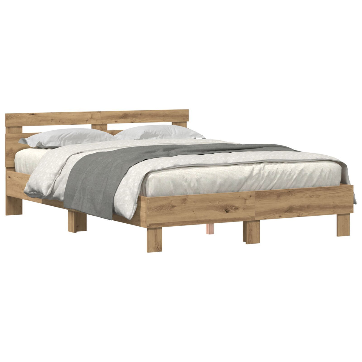 Oak Bed Frame Artisan Oak Solid Oak Wood 140 X 190 Cm Simple