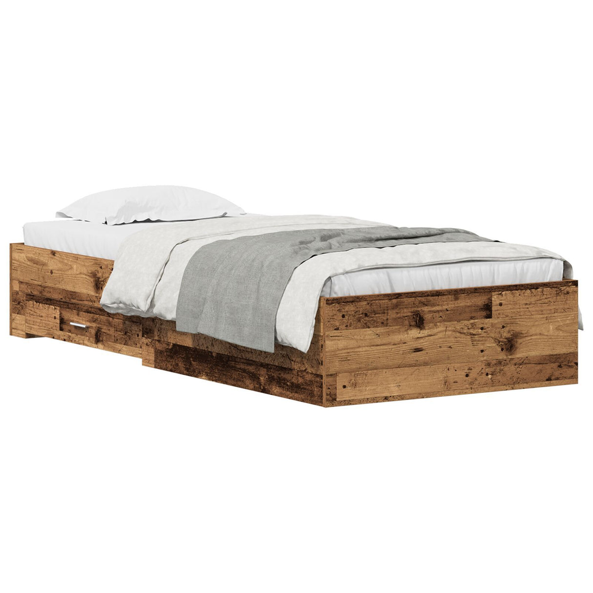 Bed Frame Old Wood 90X190 Cm Engineered Wood